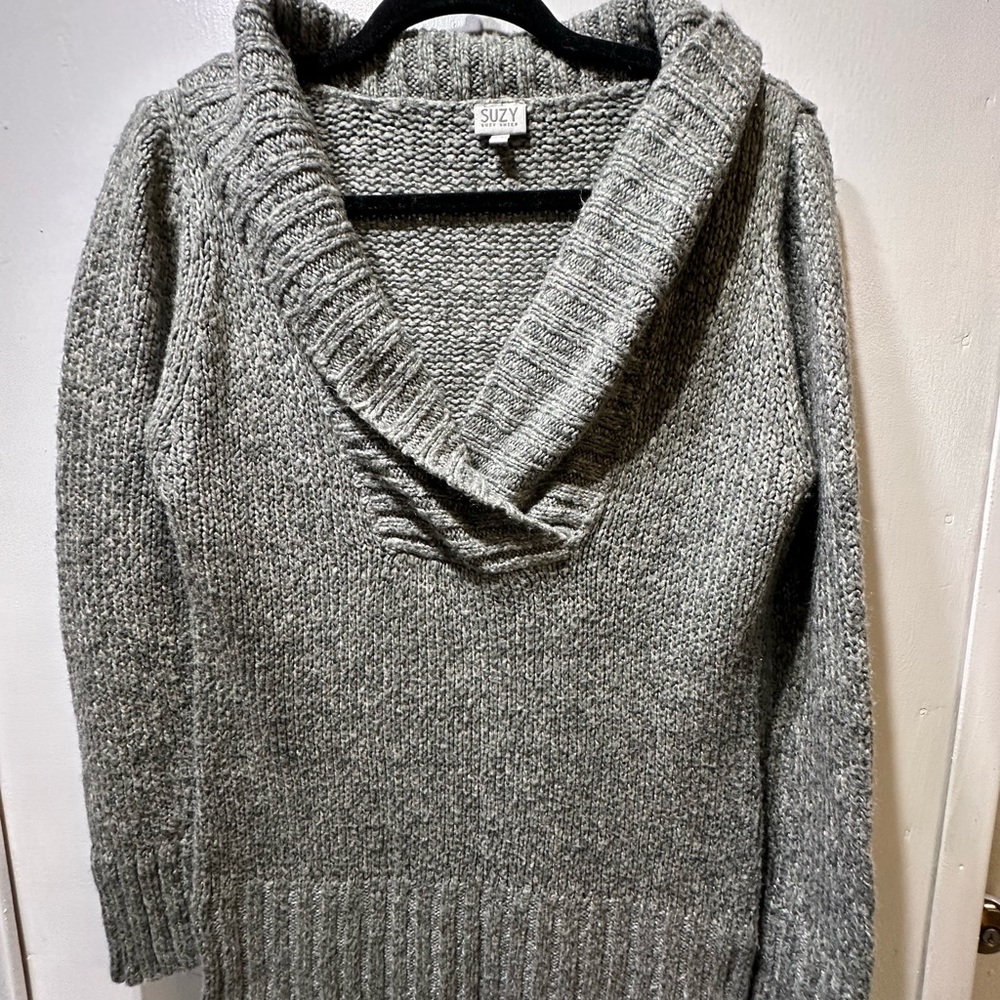 Suzy Shier Gray Cowl Neck Sweater